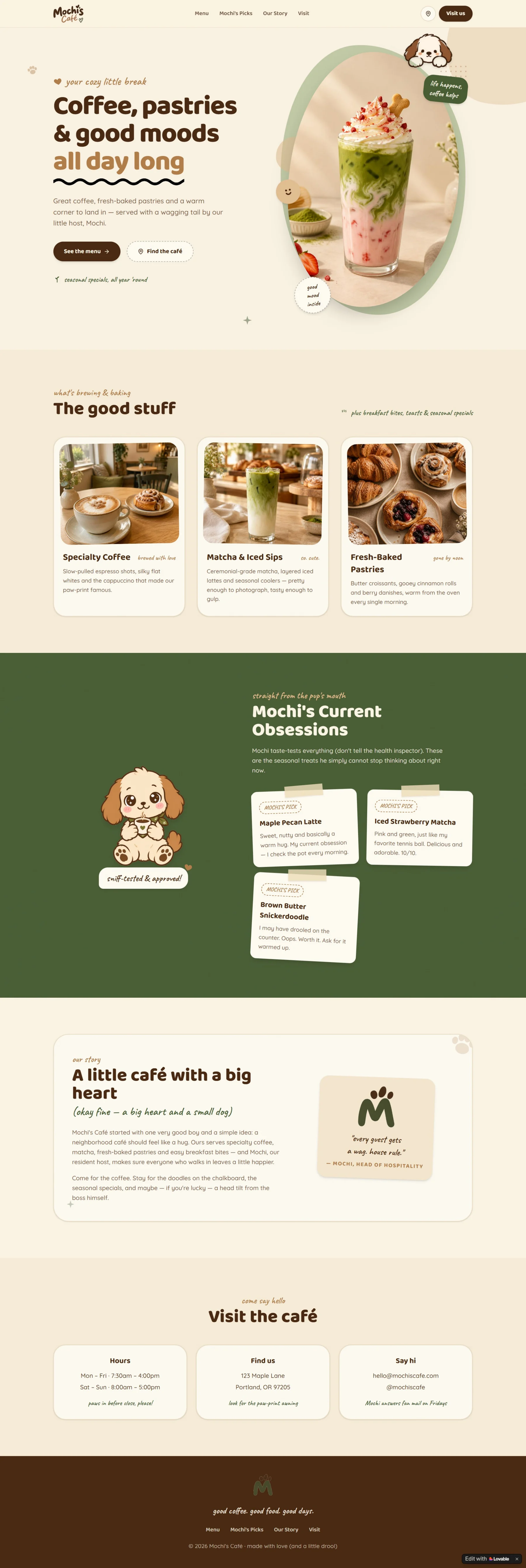 Mochi's Café full website